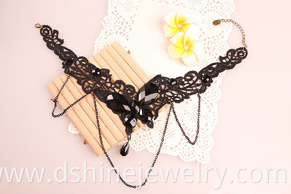 Black lace butterfly necklace
